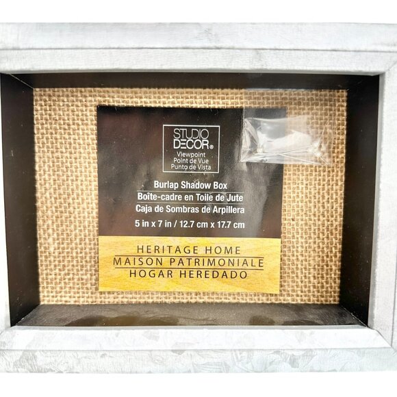 Set Of 2 Studio Decor Burlap Shadow Boxes 5" X 7" Heritage Home Wall Display - Picture 2 of 7